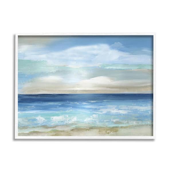 Crashing Ocean Ripples Scenery Design by Nan Framed Nature Art Print 14 in. x 11 in.
