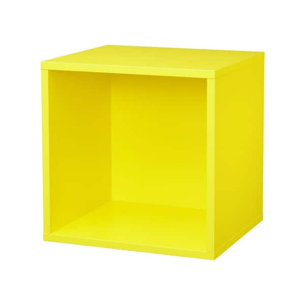 Dolle CLIC 14.8 in. x 14.8 in. x 12.8 in. Yellow MDF Floating Decorative Wall Shelf with Brackets