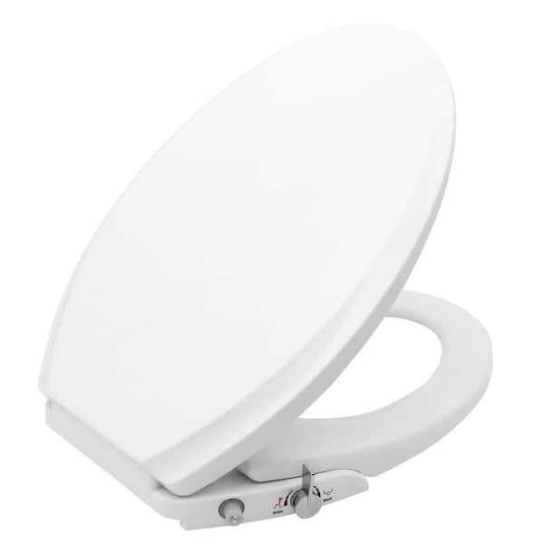 Minnow Non-Electric Bidet Seat for Elongated Toilets with Dual Self-Clean Nozzles and Soft-Close Lid in White