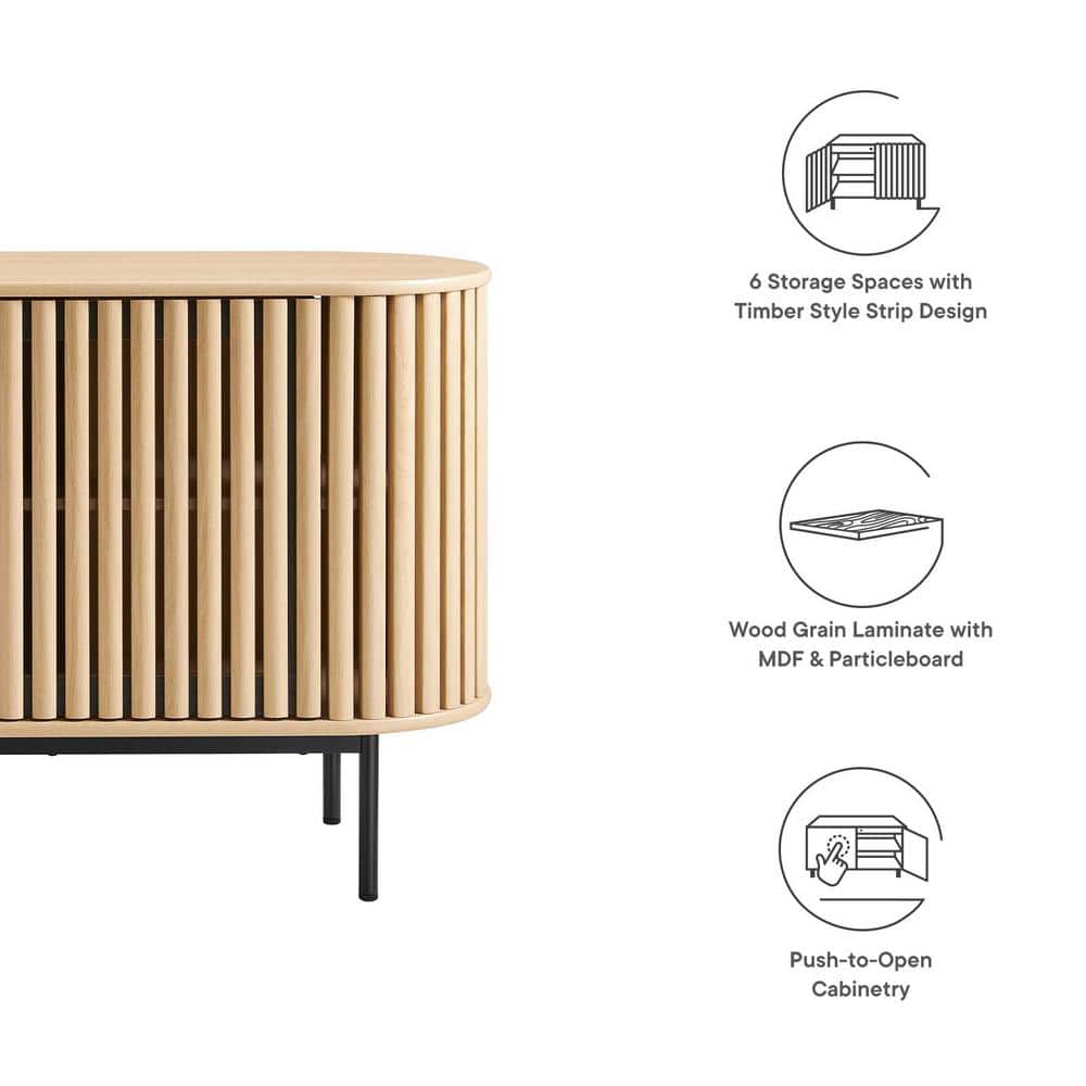 Fortitude 59'' Oak Oval Sideboard with Metal Legs