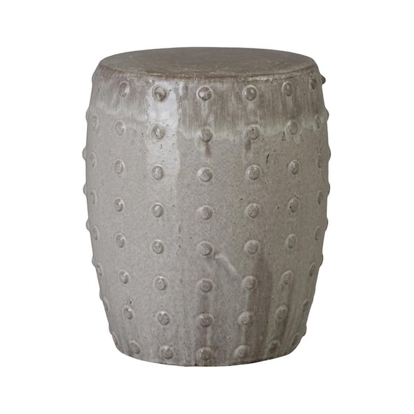 Stud 18 in. Ceramic Garden Stool with a Gray Glaze