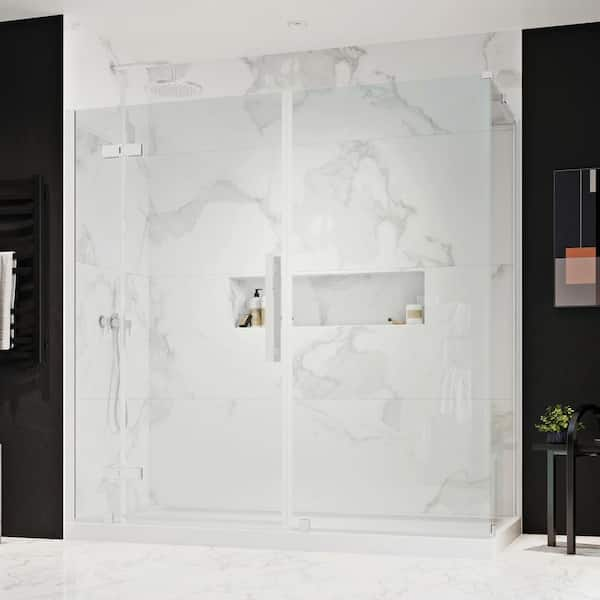 Ove Decors Tampa 54 in. L x 32 in. W x 72 in. H Corner Shower Kit with Pivot Frameless Shower Door in Chrome and Shower Pan