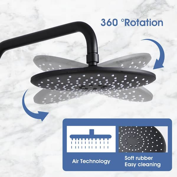 Tahanbath 3-Spray Luxury Bathroom Shower Set Shower Head 2.5 GPM Wall  Mounted Ceramic Style Shower System in Matte Black X-W1219-W1219106070 -  The Home Depot