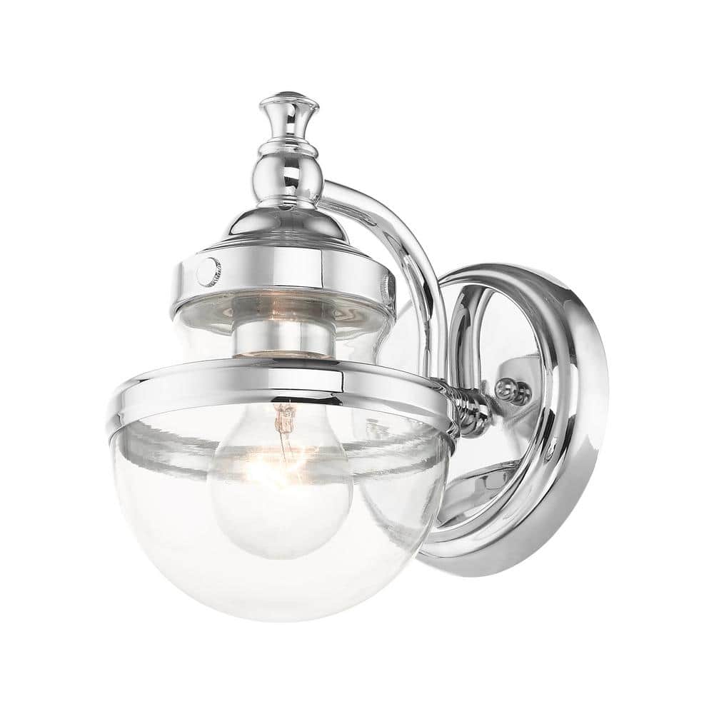 Polished Chrome 1-Light Vanity Sconce with Clear Glass