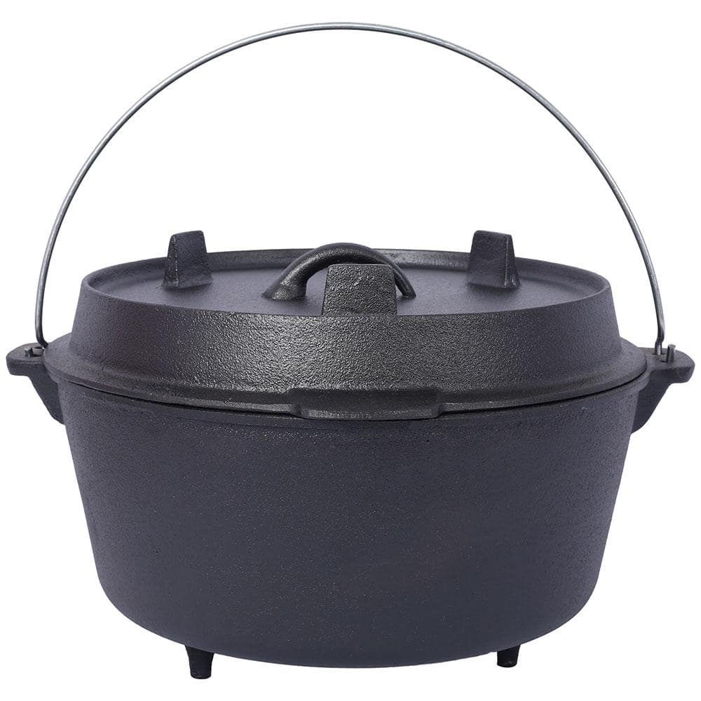 8-Quart Outdoor Cast Iron Dutch Oven, Camping Deep Pot with Skillet Lid, Leg Base for Camping, Fireplace, Cooking, Black price history on PriceWatchPro