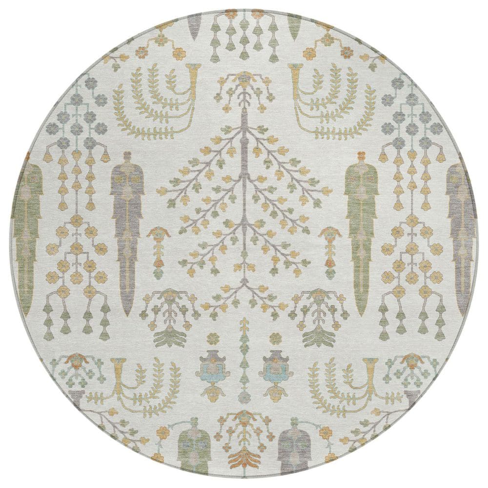Chantille Machine Washable Indoor/Outdoor Abstract ACN2819 Ivory 8 ft. x 8 ft. Round Rug price history on PriceWatchPro