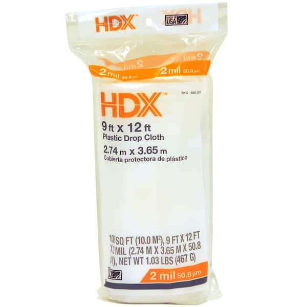 HDX 9 ft. x 12 ft. 2 mil Plastic Drop Cloth