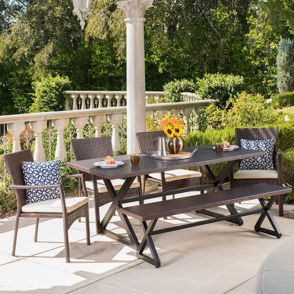 6 seat metal outdoor dining set