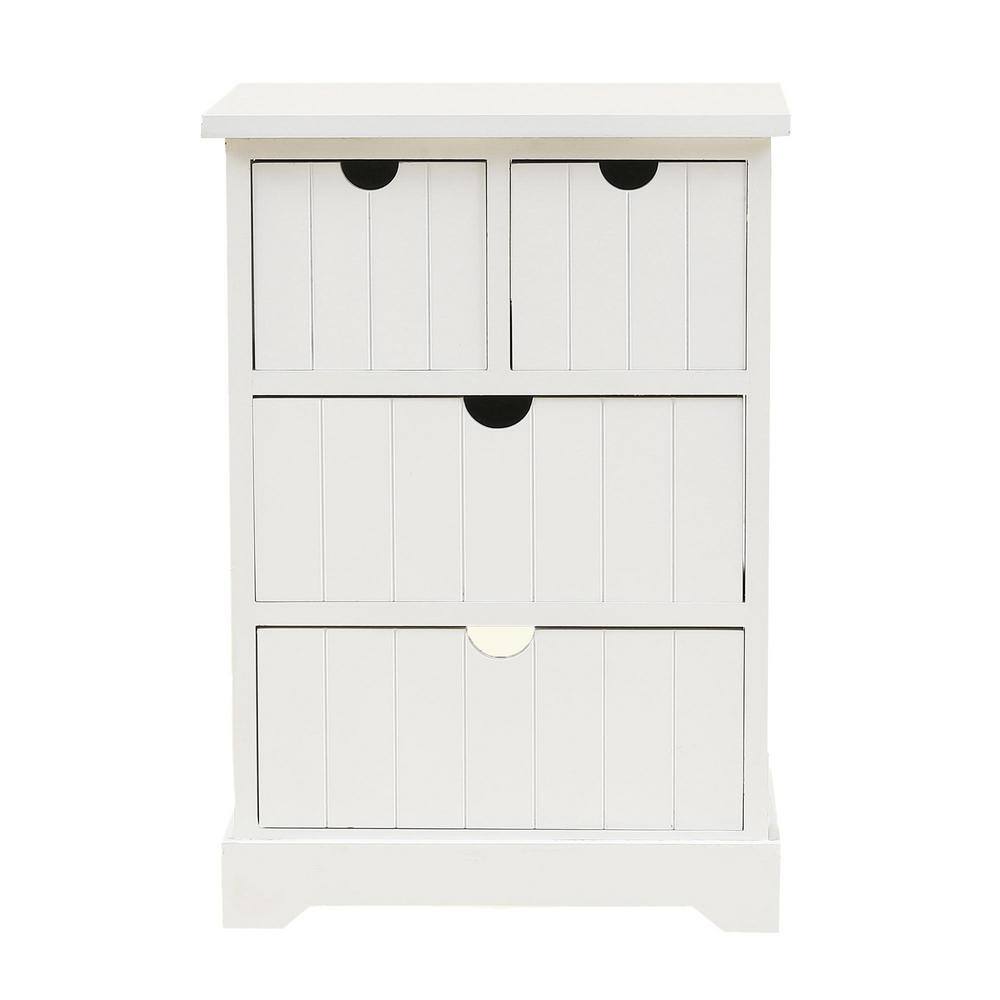 LuxenHome White Beadboard Wood Cabinet WH210 - The Home Depot