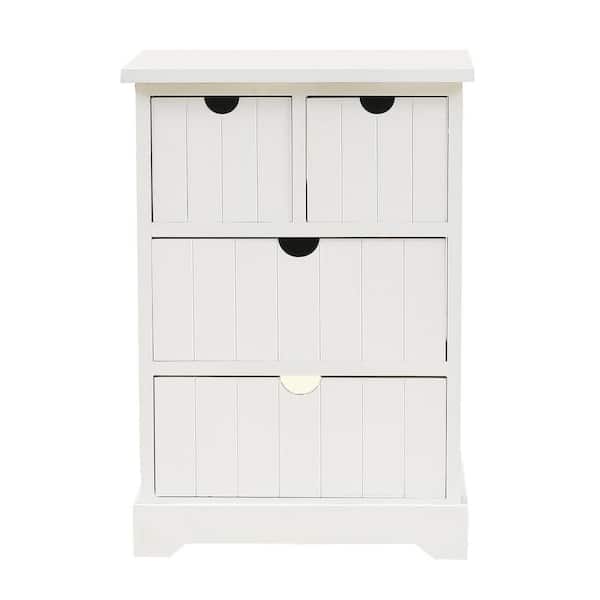 LuxenHome White Beadboard Wood Cabinet