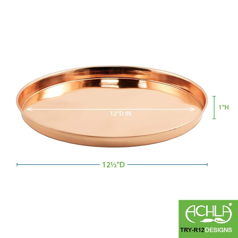 15" Round Copper-Plated Stainless Steel Decorative Tray