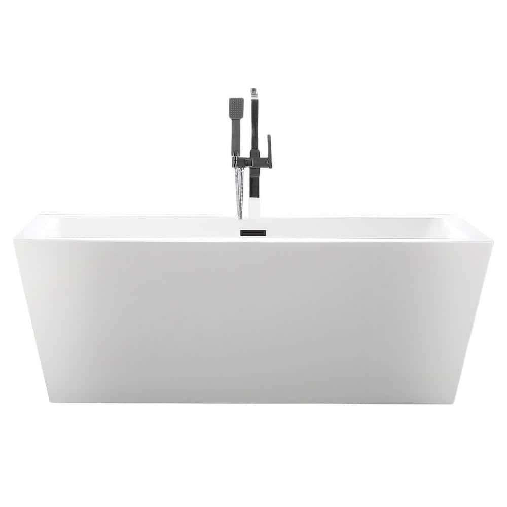 Elena 59" White Acrylic Freestanding Soaking Bathtub