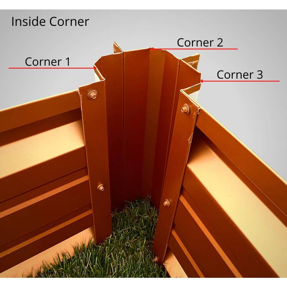 Ash Grey U-Shaped Metal Raised Garden Bed, 108 x 108 x 18 Inch