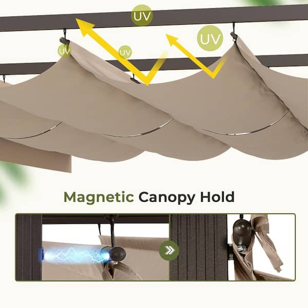 EGEIROSLIFE 10 ft. x 13 ft. Aluminum Outdoor Pergola with Brown