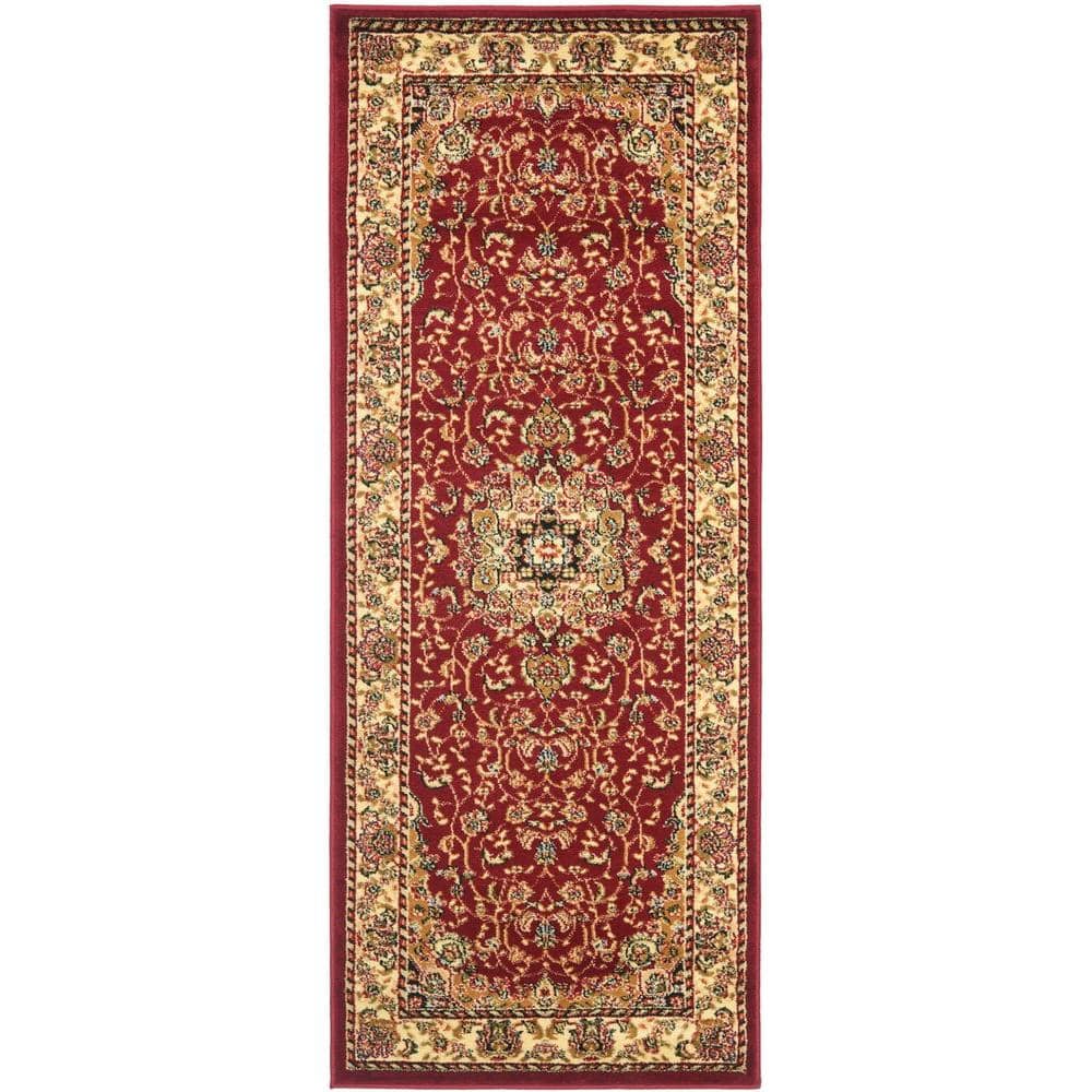 Red and Ivory Floral Safavid Style Circular Area Rug