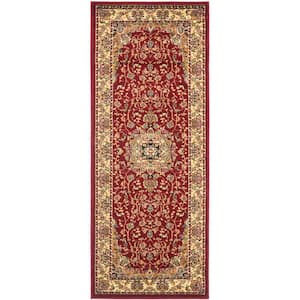 Lyndhurst Red/Ivory 2 ft. x 6 ft. Floral Border Antique Runner Rug