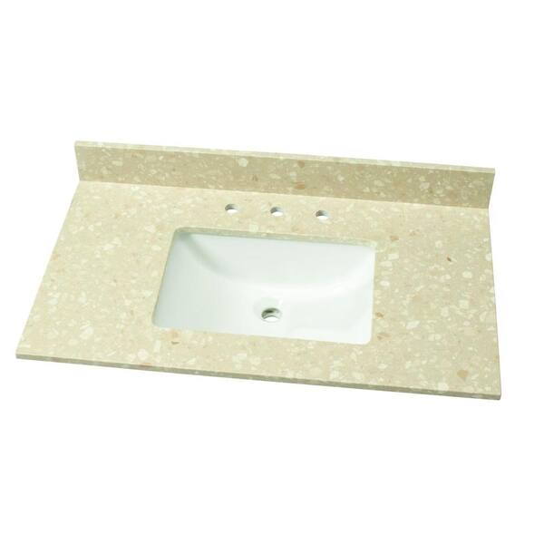 MSI 37 in. W Engineered Marble Single Vanity Top in Piatra Beige with White Sink