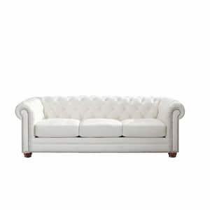 Aliso 91 in. Rolled Arm 3-Seater Removable Cushions Sofa in White