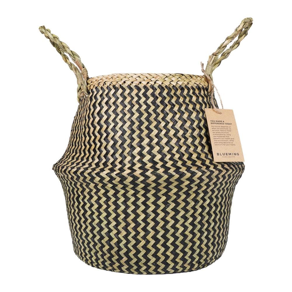 9-10 in. Woven Wicker Rattan Seagrass Planter for Tall Outdoor Indoor Faux Olive Tree Plants, Black price history on PriceWatchPro