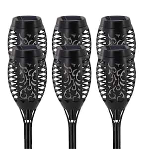 6-Pack Flickering Flame Outdoor Solar Torch Lights Waterproof Garden Decor Tiki Torches for Yard Pathway Patio