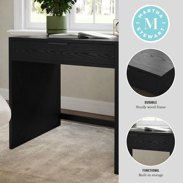 Kayden 32 in. Rectangle Black Frame/Oil Rubbed Bronzed Hardware Home Office Modular Single-Drawer Desk
