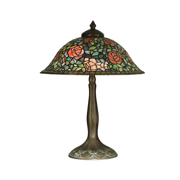 Dale Tiffany 18 in. Art Glass Rose Garden Table Lamp-DISCONTINUED
