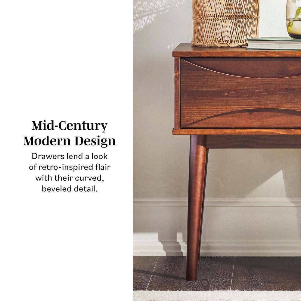 Walnut Solid Wood Mid-Century Modern 1-Drawer Nightstand