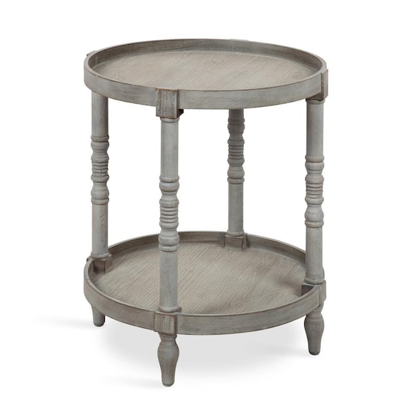 Kate and Laurel Bellport 20 in. Gray Round MDF Top End Table