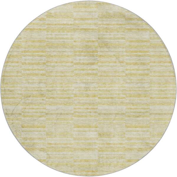 Dream Shag Premium Machine Washable Abstract ADS817 Wheat 8 ft. x 8 ft. Round Rug