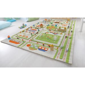 Traffic Green 3D 5 ft. x 7 ft. 3D Soft and Cozy Non-Toxic Polypropylene Play Area Rug for Kids Bedroom or Playroom