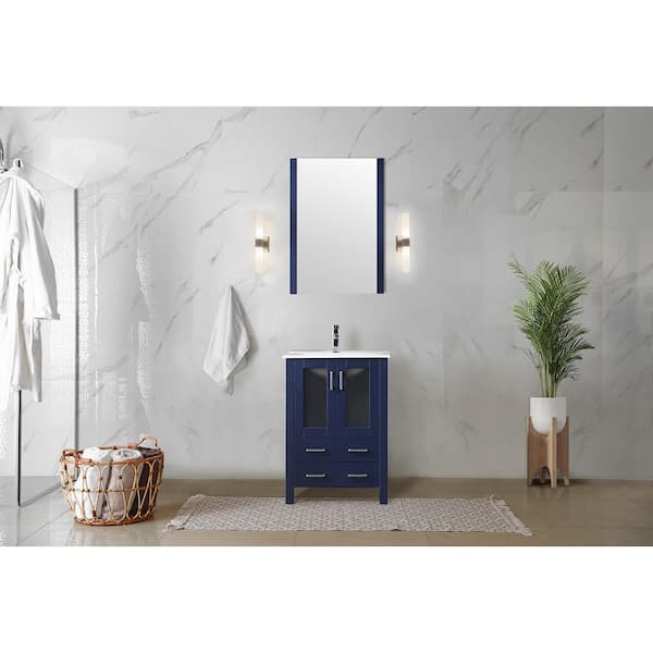 Lexora Volez 24 in. W x 18 in. D x 34 in. H Bath Vanity Cabinet without Top in Navy Blue