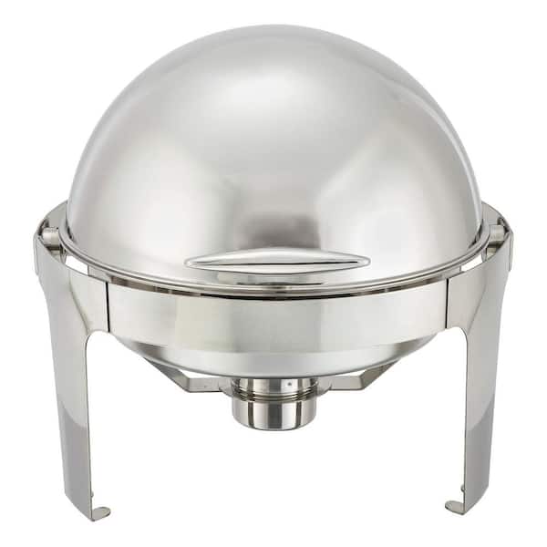 Winco Madison 6 qt. Stainless Steel Heavyweight Round Chafing Dish with Roll-top
