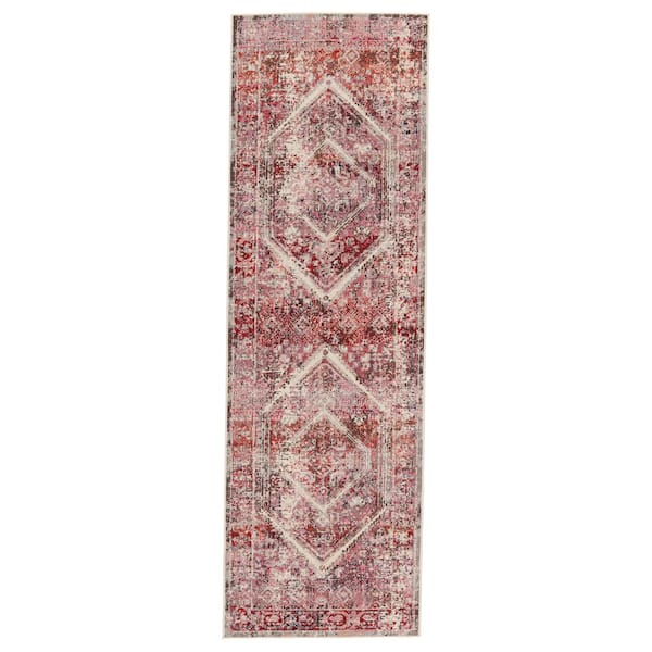 Jaipur Living Swoon Pink/White 2 ft.6 in. X 8 ft. Medallion Runner Rug