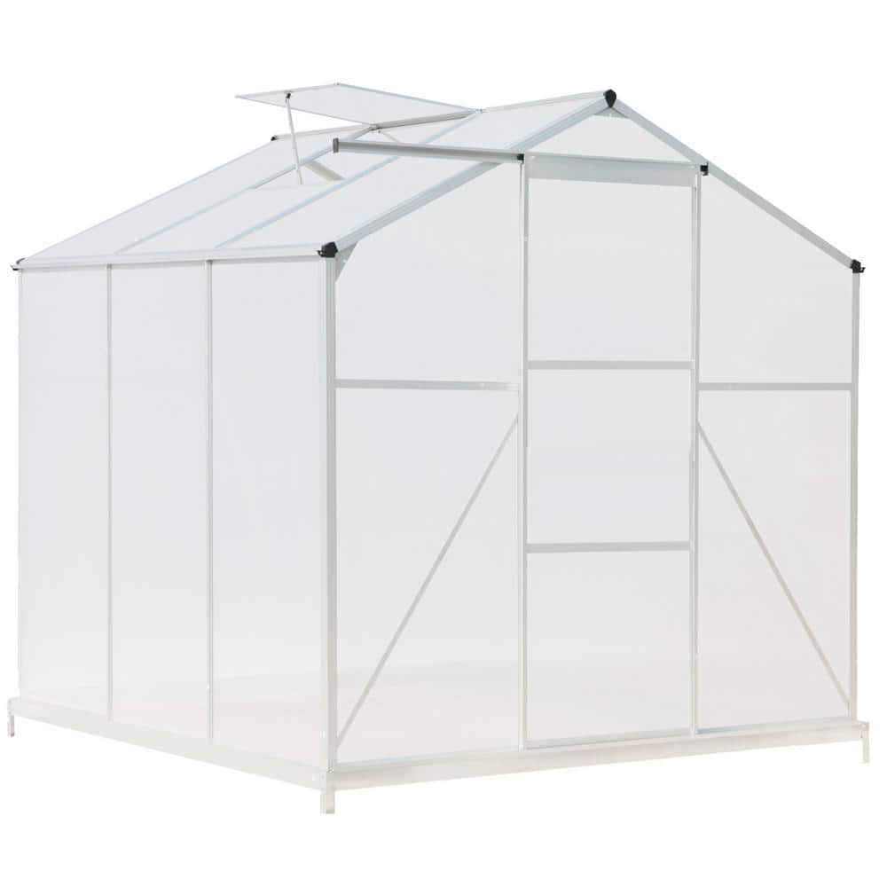 72 in. W x 72 in. D x 78 in. H Greenhouse in Sliver with 6.69 in. W Foundat