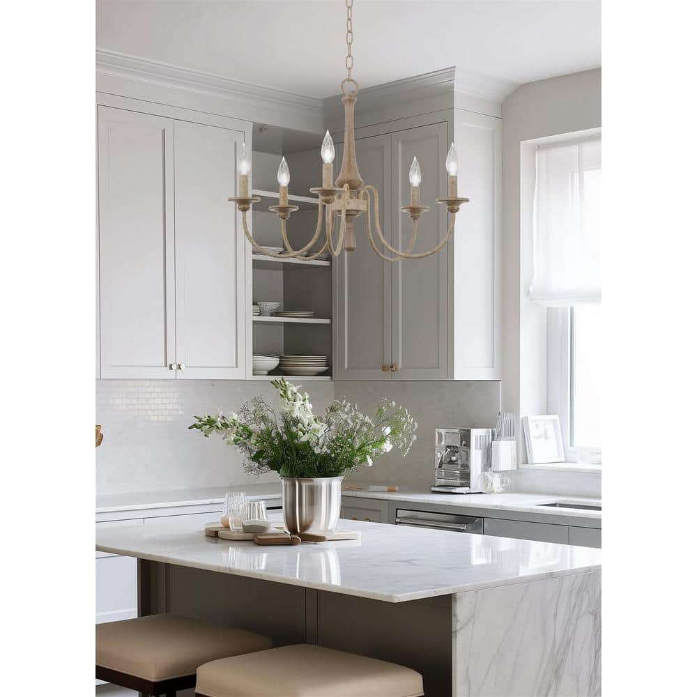 Sherbrooke 24" Smoked Cedar Wood 5-Light French Country Chandelier