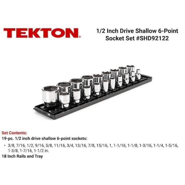 1/2 in. Drive 6-Point Socket Set, (19-Piece) (3/8 - 1-1/2 in.) with Rails