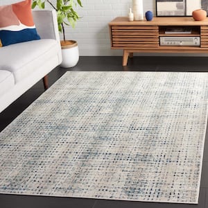 Rainbow Blue/Ivory 5 ft. x 8 ft. Woven Marle Indoor/Outdoor Area Rug