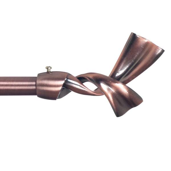 Lavish Home 48 in. - 86 in. Telescoping 3/4 in. Single Curtain Rod in Copper with Bow Finial