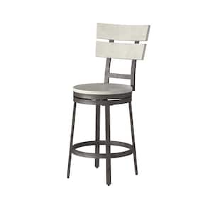 Colson 24 in. White Seat and Brown/Black Frame Counter Stool
