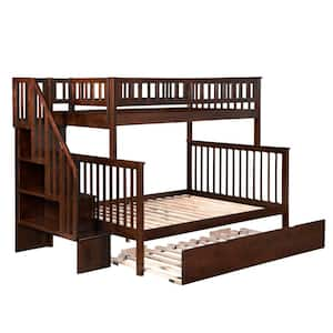 Atlantic Furniture Columbia Bunk Bed Full Over Full With Twin Size Urban Trundle Bed In Walnut Ab55554 The Home Depot