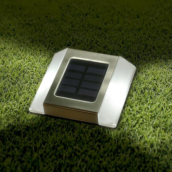 Stainless Steel Integrated 2-LED Solar Deck and Path Light (2-Pack)