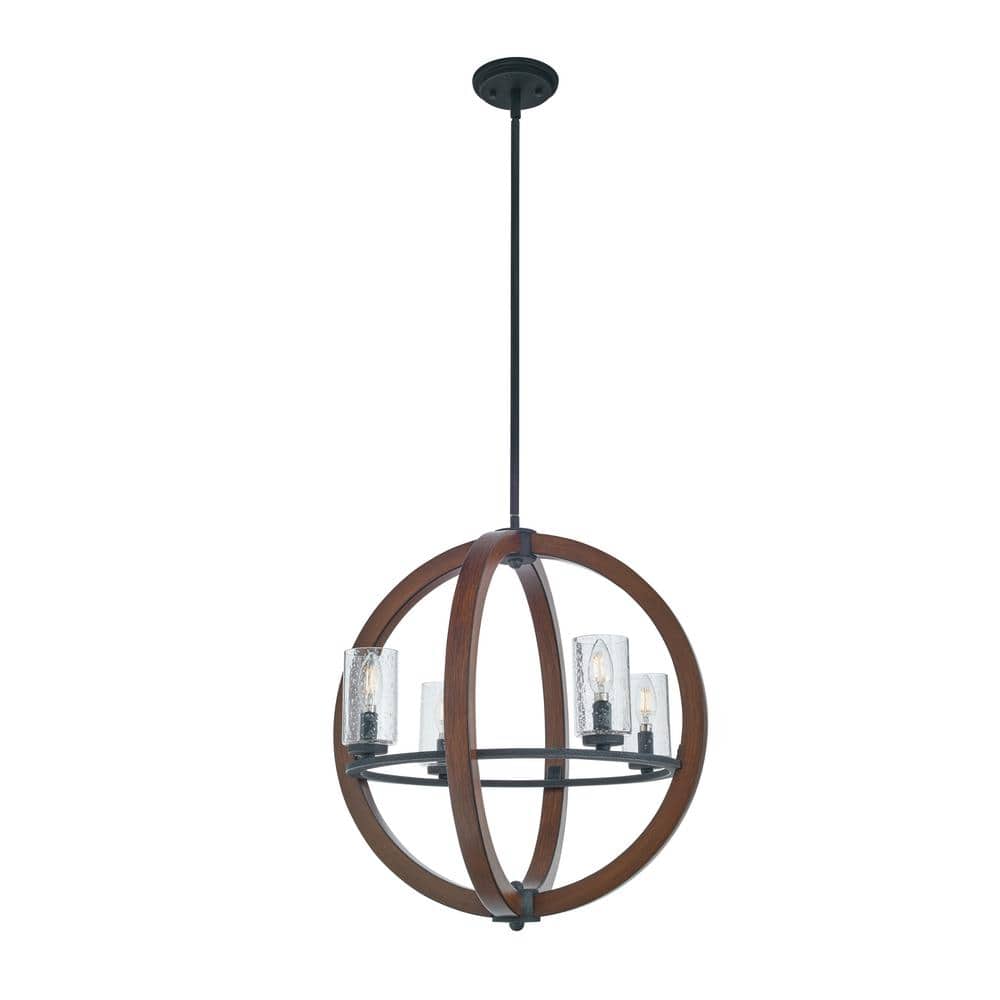 Kichler Grand Bank 4-Light Brown Farmhouse Cage Chandelier
