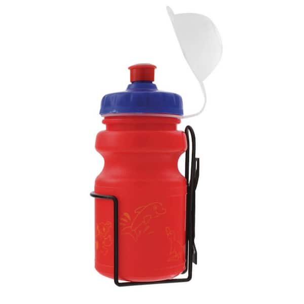 Ventura 12 oz. Red Children's Bicycle Water Bottle and Cage Set