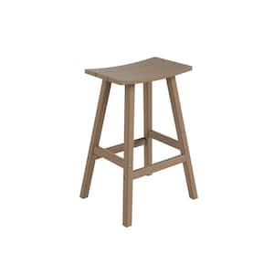 Franklin Weathered Wood 29 in. Poly HDPE Fade Resistant Outdoor Patio Saddle Seat Pub Height Bar Stool