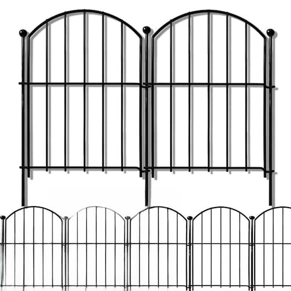 Unbranded 1.4 ft. x 10 ft. Metal Fence Arched Top Animal Barrier, Wire Border Panel Fencing for Yard Patio Outdoor Decor, Black