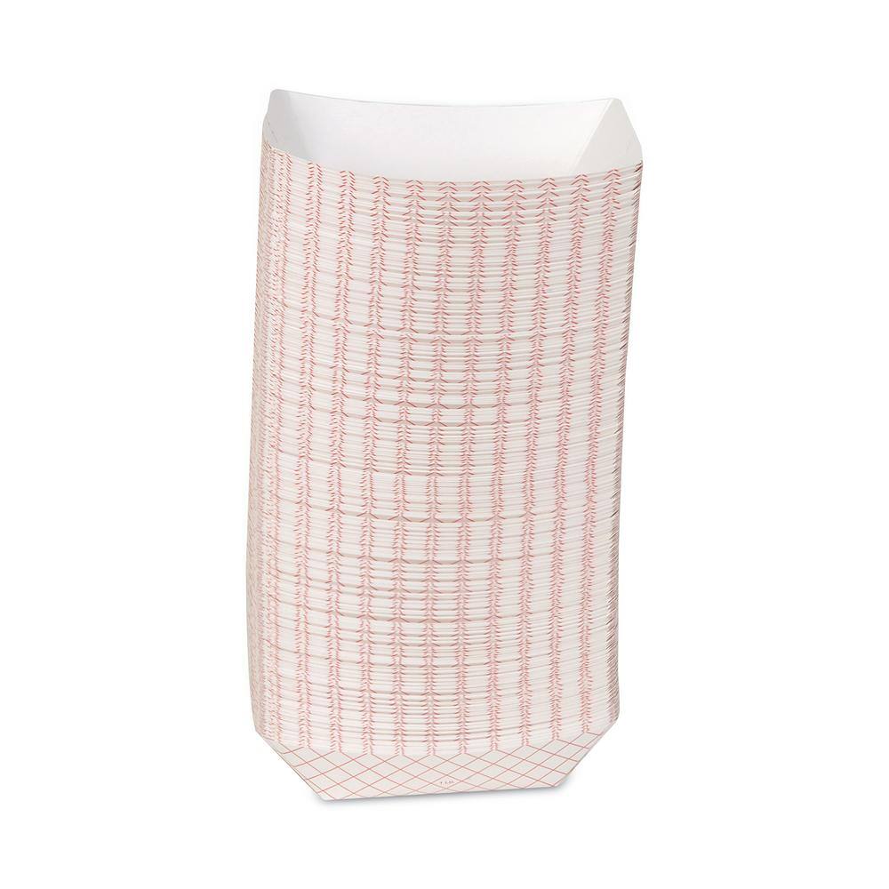Red Plaid Polycoated Paper Food Tray, 1 lb Capacity