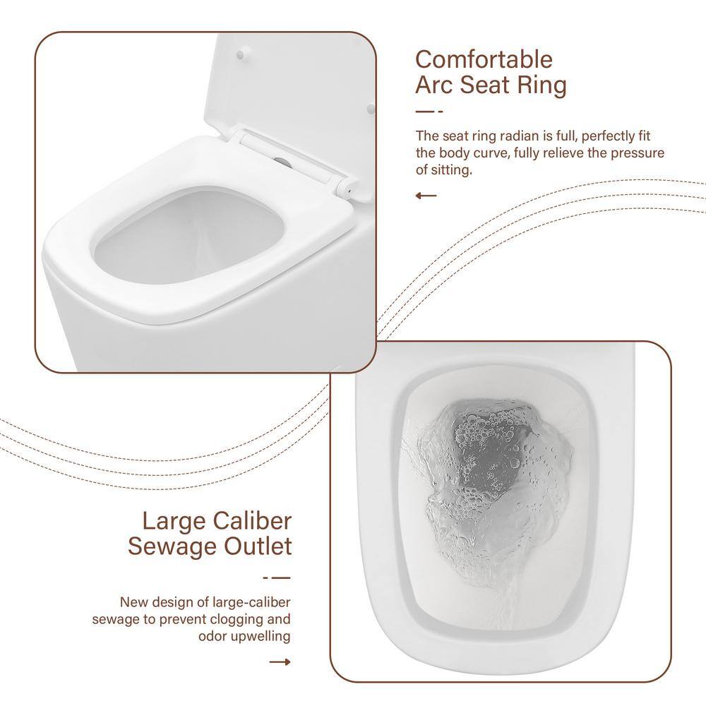 White Ceramic Square One-Piece Dual Flush Toilet