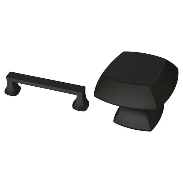 Mandara 3-3/4 in. (96 mm) Bar Pull and 1-1/4 in. (32 mm) Square Knob, Matte Black