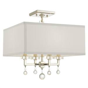 Paxton 16 in 4-Light Polished Nickel Flush Mount