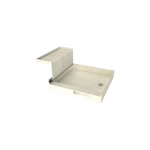 Base'N Bench 60 in. L x 48 in. W Alcove Shower Pan Base and Bench with Right Drain and Polished Chrome Drain Plate